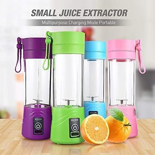 Mini 6-Blade Juicer Blender with Built-in Jar, Juice Mixer Bottle, Fruit Juice Machine, USB Rechargeable Personal Size Juicer Grinder for Juices, Kitchen Appliance for Milk Shakes (Multi Colour) (S3)