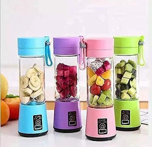 Mini 6-Blade Juicer Blender with Built-in Jar, Juice Mixer Bottle, Fruit Juice Machine, USB Rechargeable Personal Size Juicer Grinder for Juices, Kitchen Appliance for Milk Shakes (Multi Colour) (S3)