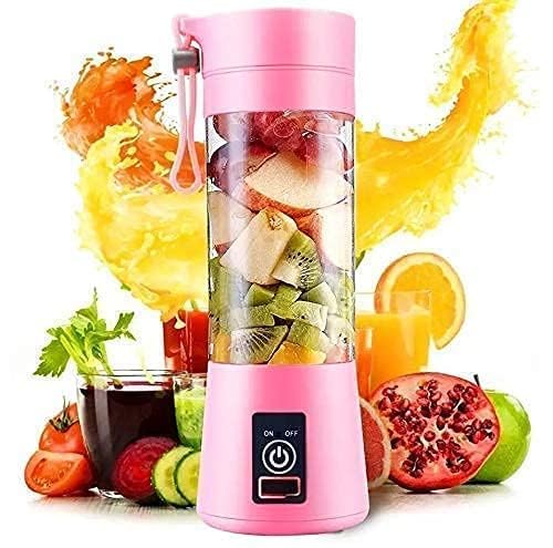 Mini 6-Blade Juicer Blender with Built-in Jar, Juice Mixer Bottle, Fruit Juice Machine, USB Rechargeable Personal Size Juicer Grinder for Juices, Kitchen Appliance for Milk Shakes (Multi Colour) (S3)